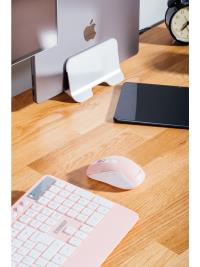 EVERET KM-9676 Beyaz/Pempe Multimedya Tablet-Telefon Standlı Klavye + Mouse Set